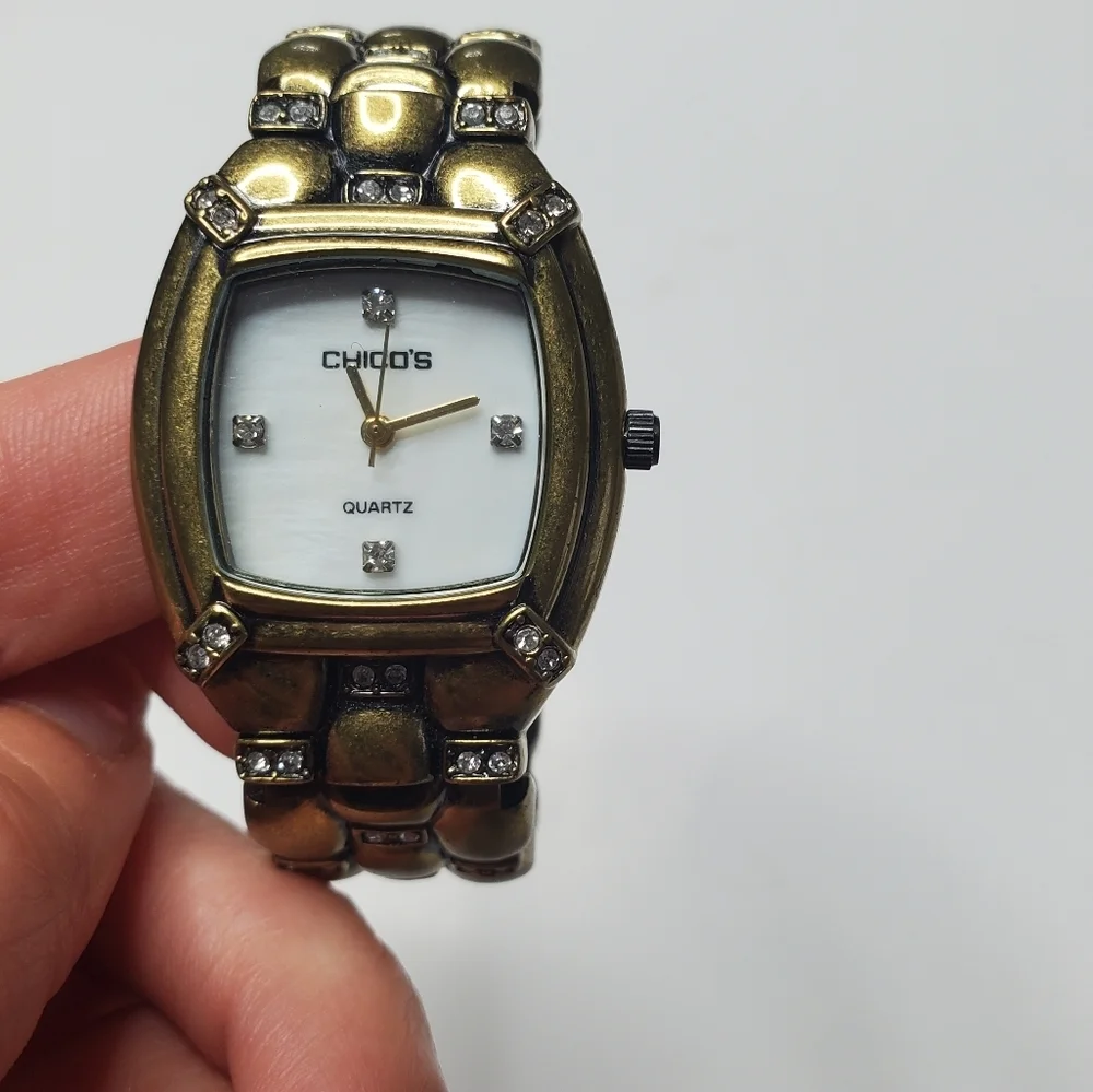 Chico's || Gold Watch W/ Diamond Like Studs
